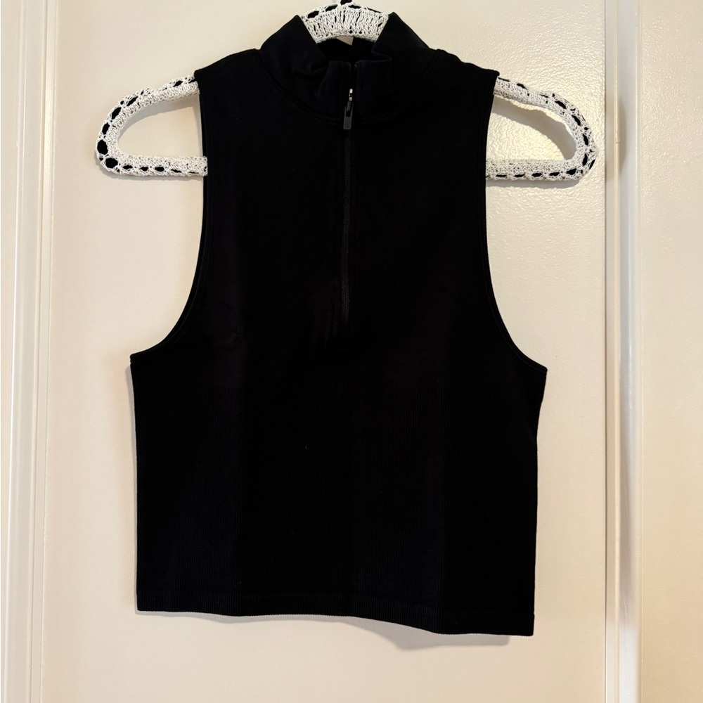 PINK Victoria's Secret Black Zip-Up Crop Top